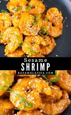 sesame shrimp with sesame seeds on the side