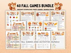 the fall games bundle is shown with an image of pumpkins, leaves and bears