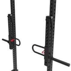 two squat racks with handles and bars attached to them