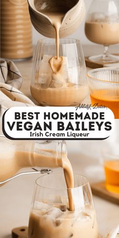 Vegan Baileys (Irish Cream) - Addicted to Dates Vegan Baileys, Homemade Baileys Irish Cream, Baileys Irish Cream Recipes, Irish Cream Recipe, Vegan Cocktails, Homemade Baileys, Vegan Tarts, Vegan Drinks Recipes, Homemade Irish Cream