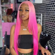 Ombre Pink Lace Front Human Hair Wigs 100% Real Hair Pink Lace Front, Invisible Lace, Ombre Pink, Pink Wig, Pink Friday, Lace Front Human Hair Wigs, Hair Color Pink, Colored Wigs, Straight Lace Front Wigs