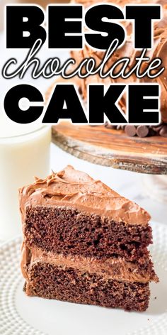 a piece of chocolate cake sitting on top of a white plate