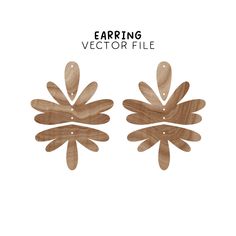 two wooden flower clippings with the words earring vector file written below them