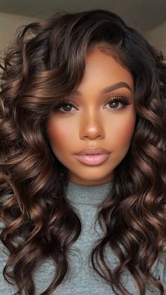 Beautiful Subtle Dark Auburn Highlights for Fall Hair Colors Ideas Color 30 Hairstyles, Calico Highlights Hair, Cool Tone Skin Hair Color, Winter Hair Color For Black Women, Highlights On Natural Hair Black Women, Brown Hair With Highlights Black Women, Dark Auburn Highlights, Chocolate Brown With Blonde Highlights, Dark Skin Hair Color Ideas