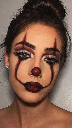 Girl Clown Makeup, Hallowen Schminke, Easy Clown Makeup, Creepy Clown Makeup, Cute Clown Makeup, Halloween Make-up Looks