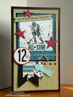 a birthday card with a hockey player on it