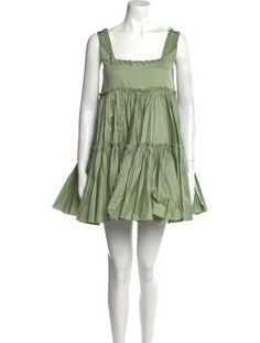 Aje Tent DressGreenRuffle EmbellishmentSleeveless with Square NecklineFit:Dresses by Aje typically fit true to size. Aje Smock Dress, Aje Dress Green, Square Necklines, Square Neckline, Tent, Print Patterns, Dress Outfits, Mini Dress, Square