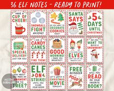 christmas themed printables with words and pictures for elf's - ready to print