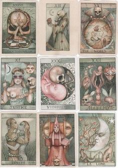 a series of cards with different pictures on them