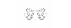 an image of two white rabbits in pixel art style on a white background with space for text