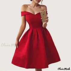 Olivia Mark - Stylish and Elegant Short Off-Shoulder Evening Dress for Party or Dance Event in Red Looks Com Short, Dresses For Formal Events, Dress For Formal, Red Evening Gown, Cocktail Dress Short, Off Shoulder Cocktail Dress, Off Shoulder Evening Gown, Off Shoulder Evening Dress, Dress For Party