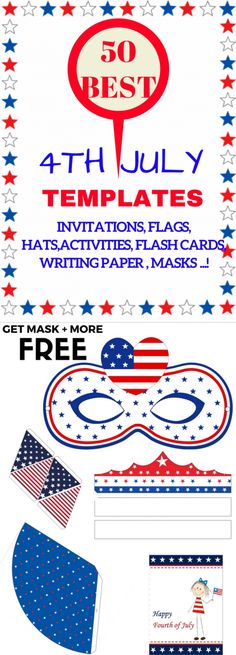 an advertisement for the 4th july party with american flags and stars on it, as well as