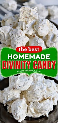 Look no further than The BEST Divinity Candy ever! It's an easy holiday recipe in the microwave. Sweet, chewy, and wonderfully decadent, this homemade candy is a Christmas dessert everyone will love! Microwave Divinity, Divinity Candy Recipe, Divinity Candy, Tasty Healthy Food, Holiday Baking List, Mom On Timeout, Thanksgiving Cakes, Easy Vegetarian Dinner, Crowd Pleasing Recipes