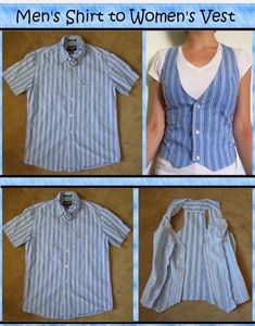 four pictures of different types of women's shirts with buttons on the front and back