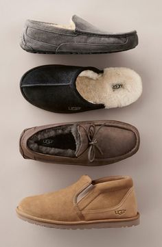 UGG® Ascot Leather Slipper (Men) | Nordstrom Suede Slippers, Mens Uggs, Best Gifts For Men, Leather Slippers, Designer Clothes For Men, Mens Slippers, Smooth Leather, Fashion Item, Loafers Men