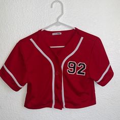 Red And White Crop Top, Hot Pink Cocktail Dress, Fashion Nova Shirts, Jersey Fashion, Desired Reality, Satin Crop Top, Cropped Long Sleeve Top