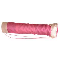 a pink umbrella with gold trim on it