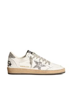 Golden Goose Women's Ball Star Low Top Lace Up Sneakers Silver Golden Goose, Golden Goose Ball Star, Golden Goose Outfit, Cowgirl Boots Outfit, Nike Air Max Mens, Golden Goose Sneakers, Golden Goose Shoes, Star Shoes, Aesthetic Shoes