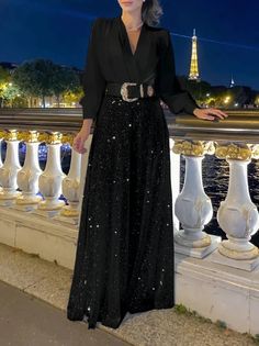 Sequin Maxi Dress, Sequin Maxi, Estilo Chic, Style Upgrade, Jumpsuit With Sleeves, Elegant Shirt, Maxi Dress Party, Wide Leg Jumpsuit