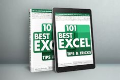 two tablets with the text'10 best excel tips and tricks'on them, sitting next to each other