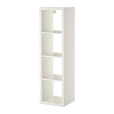 a white bookcase with three shelves on each side