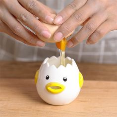 Cute Duck Egg Yolk Separato - Kuru Store Egg Separator, Ceramic Chicken, Cartoon Chicken, Ceramic Egg, Cute Egg, Zigzag Design, Cute Chickens, Mini Eggs, Kitchen Models