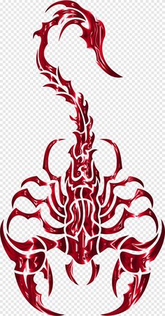 a red scorpion tattoo design on a white background