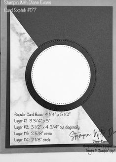 a black and white photo with a circle on it's side, in the middle of a card