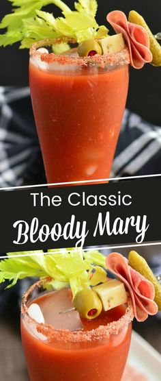 Classic Bloody Mary is a spicy tomato based cocktail many people enjoy for brunch. Very easy, so much flavor, and you can get creative with fun garnish ideas. #cocktail #drink #tomatojuice #vodka #brunch Pickle Juice And Vodka, Spicy V8 Juice Recipe, Brunch Cocktail Recipes, Easy Cocktail Recipe, V8 Juice, 67th Birthday, Olive Brine, Spicy Drinks