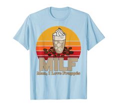 a blue t - shirt with an image of a milkshake on it