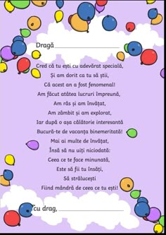 a poem with balloons floating in the air