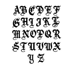 an old english alphabet with black ink