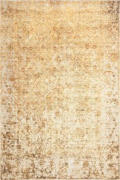 an antique rug with faded edges in beige and gold tones, on a white background