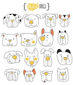 the dog faces are drawn in different ways