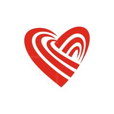 a red heart with white lines in the shape of a spiral, on a white background