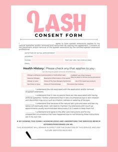 Lash Extension Consent Form, Eyelash Studio, Lash Training, Lash Quotes, Eyelash Tips, Eyelash Technician, Policy Template, Lash Business, Lash Salon