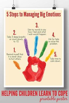 a poster with instructions to help children learn how to use handprints