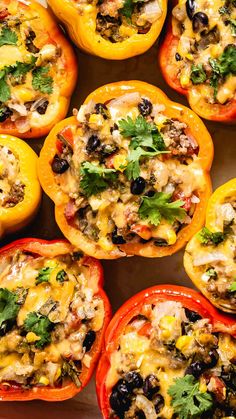 stuffed bell peppers with black beans, cheese and cilantro