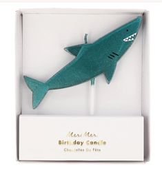 Meri Meri Candle | Shark Birthday Candle | HONEYPIEKIDS | Kids Boutique Shark Candle, Shark Balloon, Cheeky Grin, Ocean Theme Party, Party Girlande, Shark Birthday Party, Sea Birthday Party, Shark Party