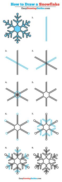 how to draw a snowflake in three easy steps - step by step instructions