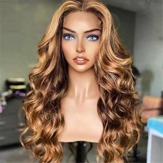 UNice Piano Honey Blonde Human Hair Wigs 150% Density Thick Body Wave 13x4 Lace Front Wigs Shadow Root Highlight Human Hair Wigs Beauty Supply Wigs, Hair Color Chocolate, Honey Blonde Highlights, Hair Color Highlights, Body Wave Hair, Brazilian Virgin Hair, Frontal Wig, Human Hair Wig, Wand Curls