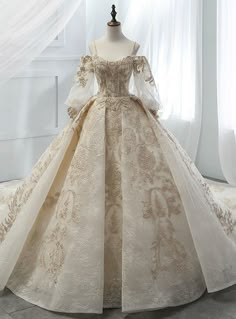 Beige Ball Gown For Wedding, Cream Ball Gown For Debutante Ball, Gold Ball Gown With Sweetheart Neckline For Debutante Ball, Detachable Train Ball Gown For Banquet, Gold Tulle Ball Gown For Quinceanera, Beige Ball Gown Evening Dress For Wedding, Gold Ball Gown Wedding Dress For Quinceanera, Cream Tulle Ball Gown For Debutante Ball, Cream Tulle Wedding Dress For Debutante Ball