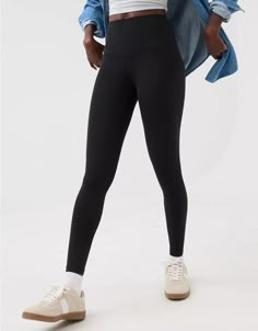 OFFLINE By Aerie Real Me Xtra Basic Legging American Eagle Leggings, Black Leggins, Aerie Leggings, Boot Cut Leggings, Aerie Real, Offline By Aerie, Basic Leggings, Bra Dress, Sports Skirts