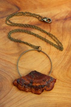 "Part of the \"Ecologically Adorned\" collection of turkey tail (Trametes versicolor) and reishi (Ganoderma spp.) mushroom jewelry. Each fruiting body was mindfully and intentionally harvested in late stages of growth, giving plenty of time for the dispersion of spores, then dried, coated with a bio-based Ecopoxy, and crafted into wearable art with deep love, patience and devotion. Trametes versicolor carries potent medicine not only in their ecological roles and chemical constituents, but also in their energetics. Having them so close to head and heart has served as a symbol and talisman of beauty and remembrance, of sacred adornment, and ecological participation." Electroformed Jewelry Necklaces, Sacred Adornment, Adjustable Electroformed Bronze Necklace, Earthy Electroformed Bronze Necklace, Bronze Electroformed Metal Necklace, Stages Of Growth, Love Patience, Electroformed Jewelry Alchemy With Soul - Electroformed Copper Crystal Macrame Jewelry, Turkey Tail