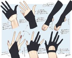 an image of hands with black gloves on top of them and instructions for how to do it