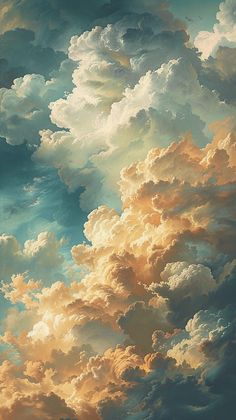 a painting of clouds in the sky