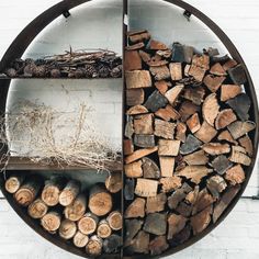 a firewood rack with logs in it