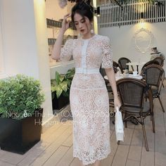 New With Tags Available In 2 Colors As Pics Bust 34 Waist 24 Elegant Beige Dresses With Crochet Lace, Chic Cream Midi-length Lace Dress, Beige Long Sleeve Lace Midi Dress, Beige A-line Midi Dress With Lace Trim, Beige Lace Sheath Midi Dress, Crochet Midi, White And Beige, Lace Crochet, Lace Midi Dress