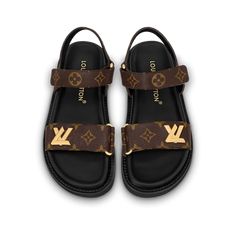 Luxury Sandals, Louis Vuitton Official Website, Trunk Bag, Leather Denim, Louis Vuitton Sandals, Lv Monogram, Slides Sandals, Louis Vuitton Official, Louis Vuitton Shoes