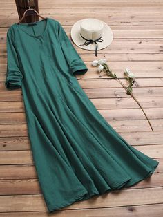 Women Vintage Cotton Tunic Baggy Long Sleeve Maxi Dress Your friend shared a fashion website for you and give you up to 20% off coupons! Claim it now. https://newchic.app.link/C6kfz9B2wob Vestidos Maxi, Vestidos Retro, Robes Vintage, Traje Casual, Cotton Tunic, Linen Casual, Plus Size Vintage, Maxi Dress Online, Maxi Robes